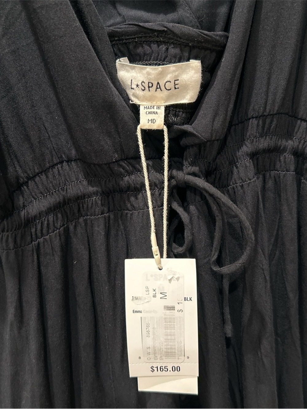 L*Space Emma Swim Cover-Up Black Maxi Dress with High Side Slit Size Medium NWT - Picture 6 of 9